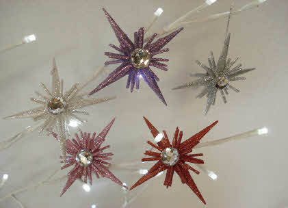 Tree Trims - Glitter Stars with Jewel Tree Trims - Glitter Stars with Jewel